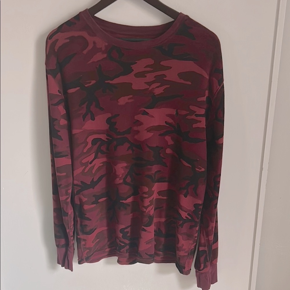 Polo Ralph Lauren Thermal Red and Black Camouflage Long Sleeve Shirt
